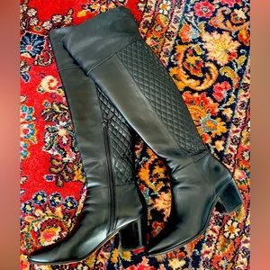 Cole Haan Women's Everly Quilted Block Heel Over The Knee Boots